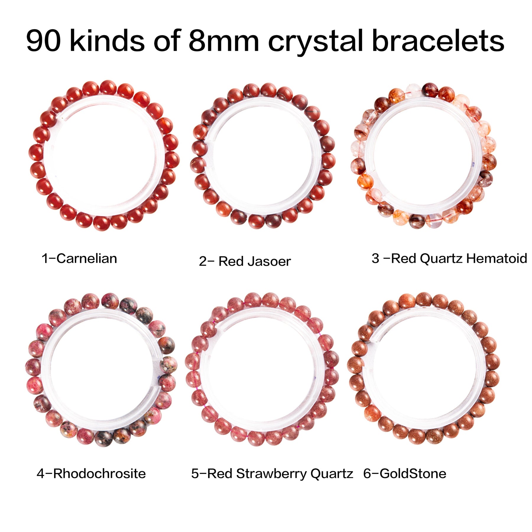 Crystal bracelet 90 kinds of 8mm Natural bracelets No.71-90