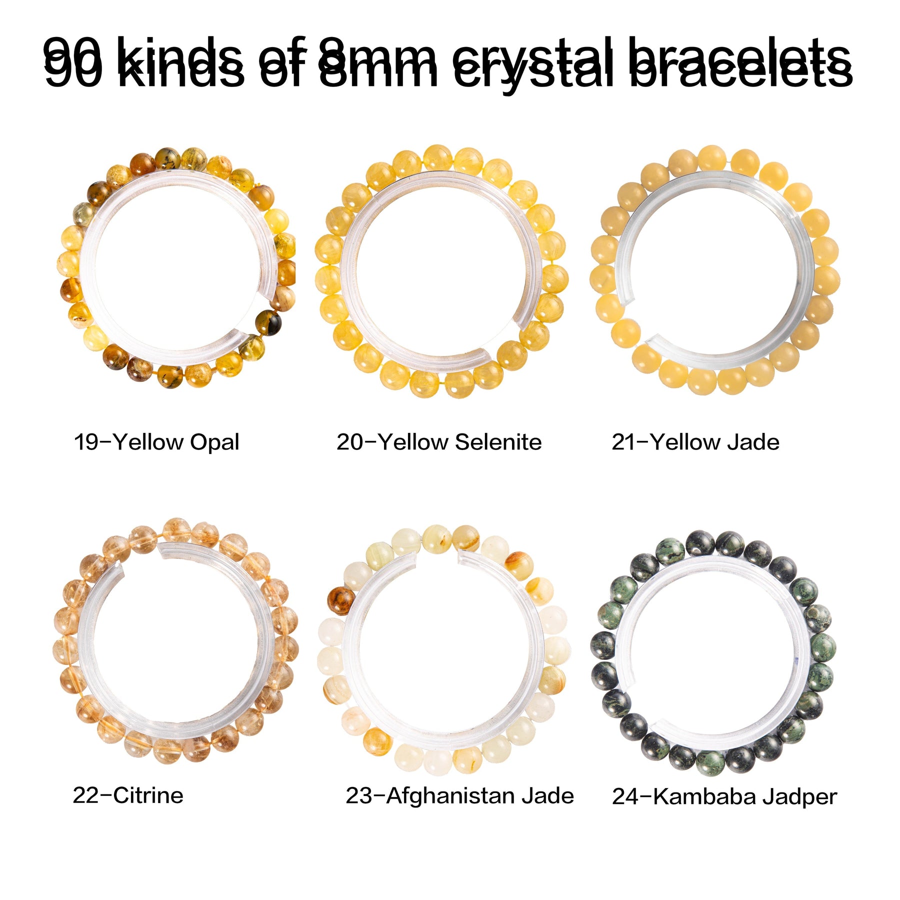 Crystal bracelet 90 kinds of 8mm Natural bracelets No.71-90