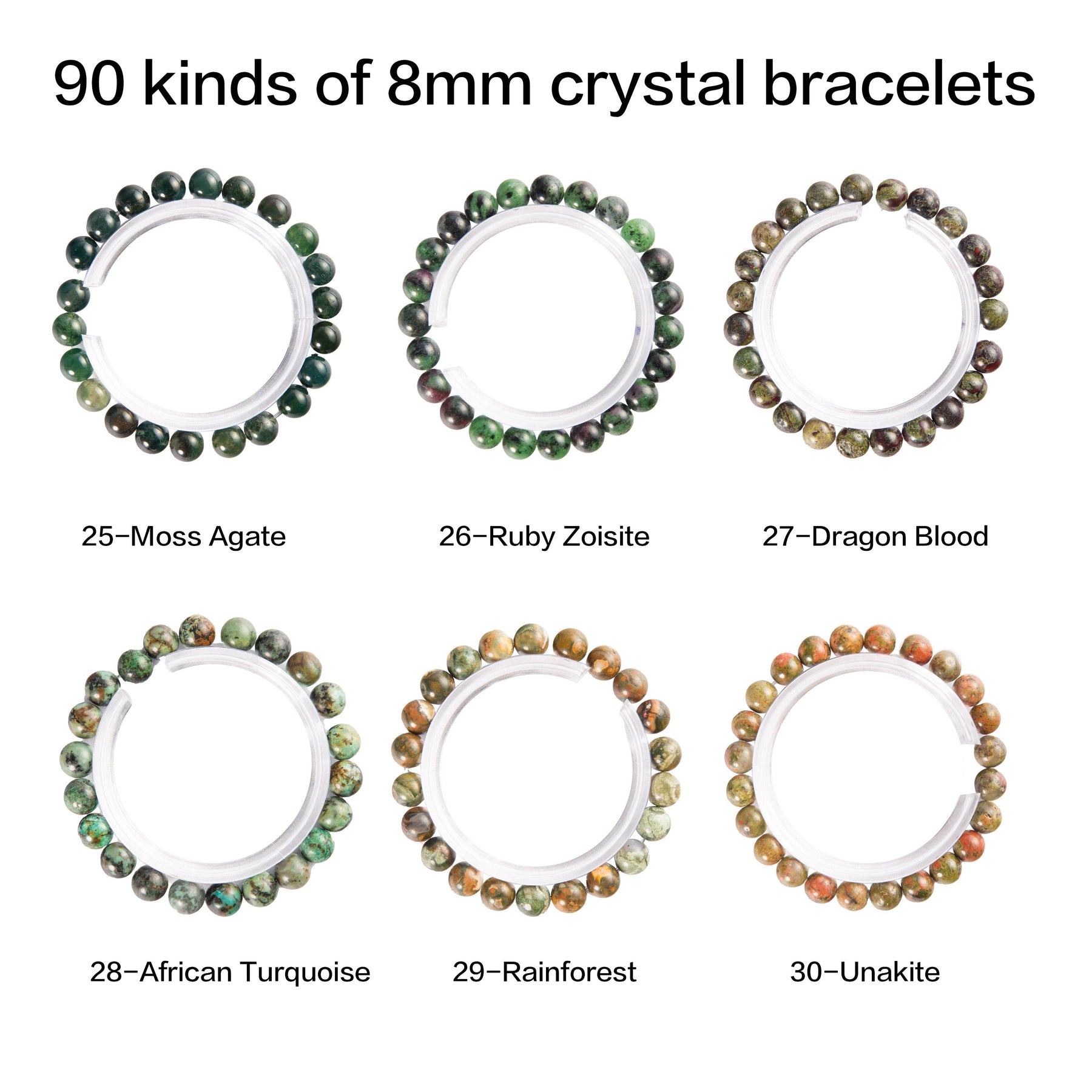 Crystal bracelet 90 kinds of 8mm Natural bracelets No.71-90