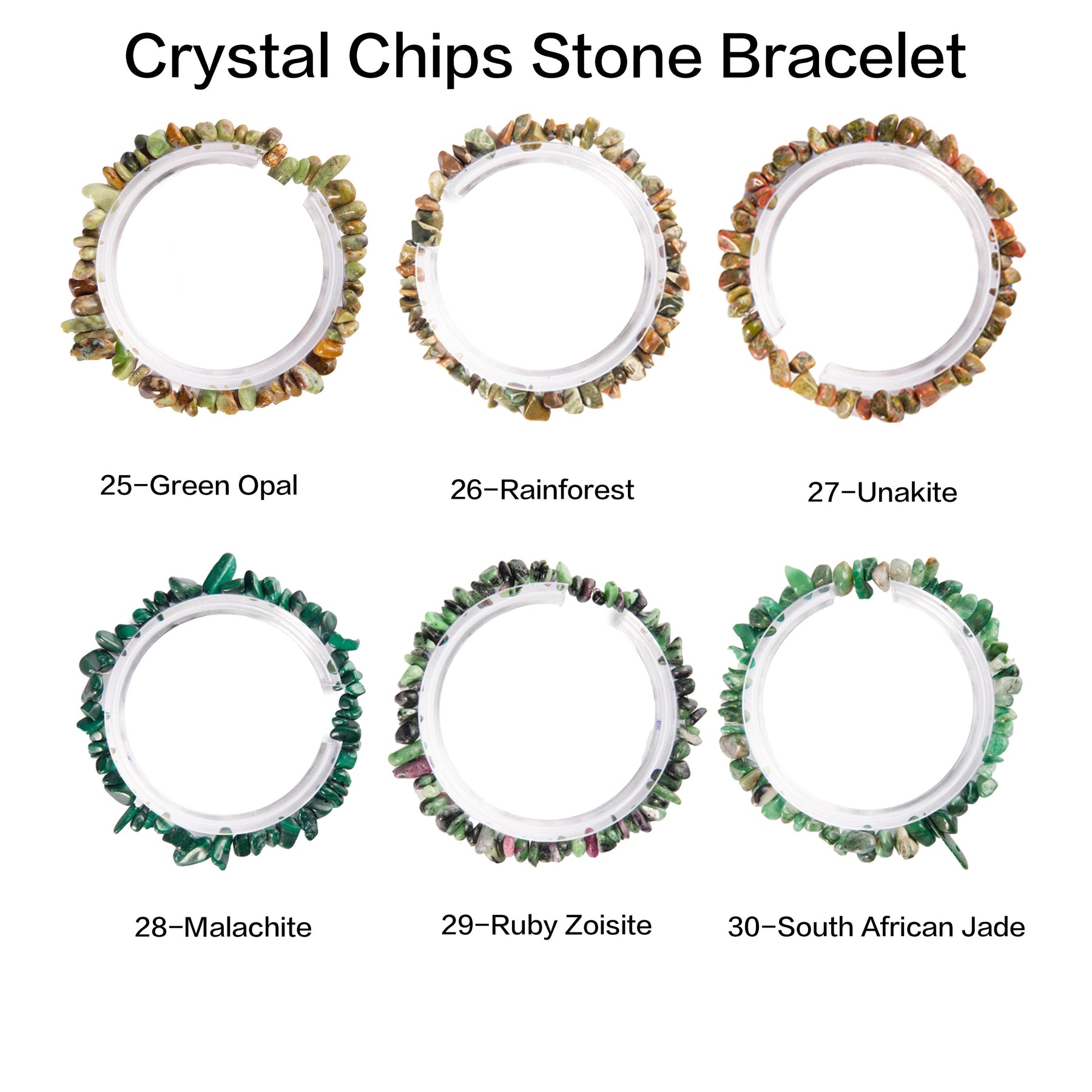 Natural crystal chips bracelet 100 kinds of bracelets No.1-70