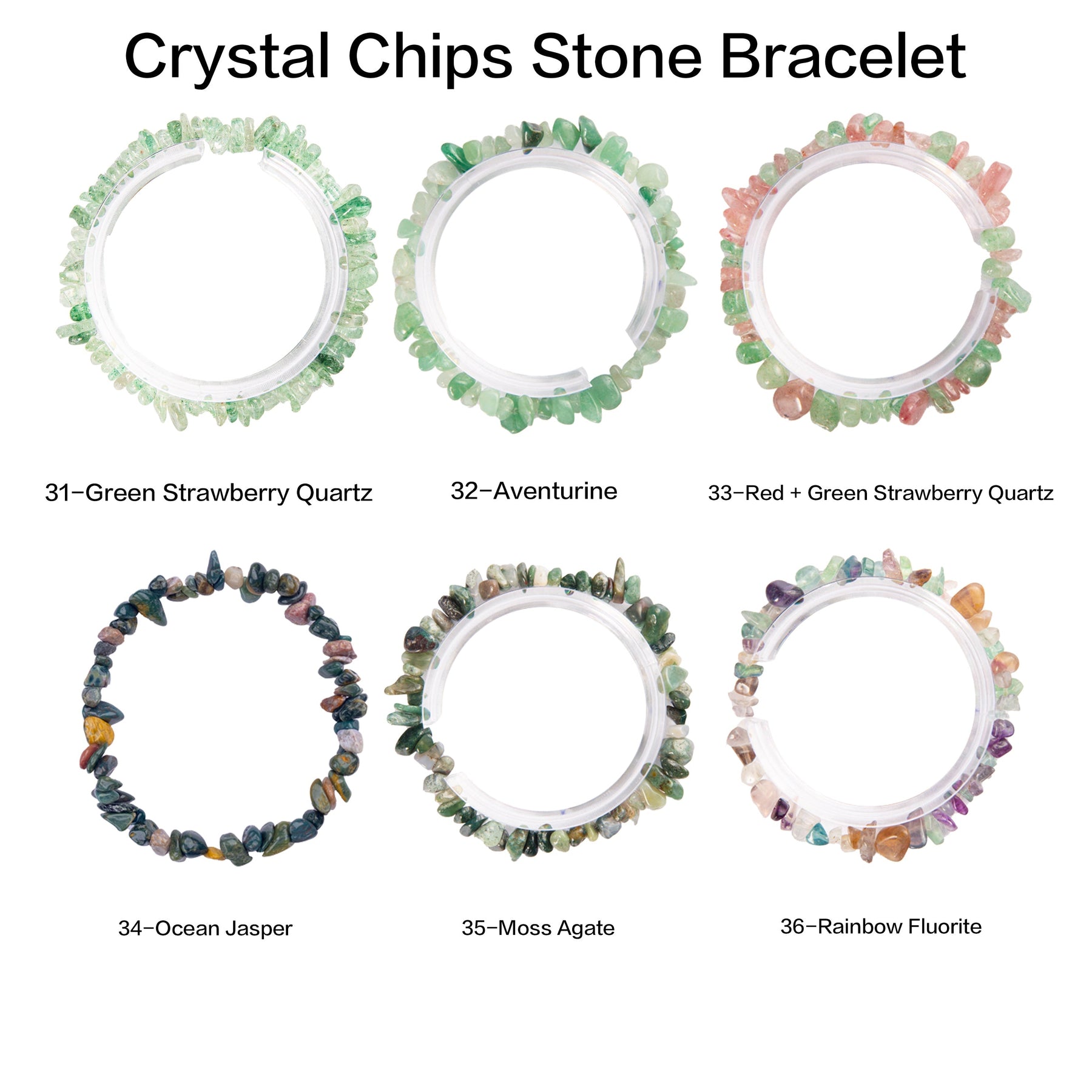 Natural crystal chips bracelet 100 kinds of bracelets No.1-70