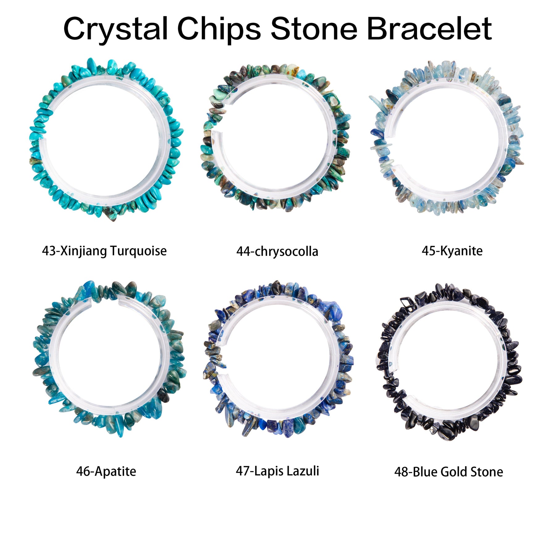 Natural crystal chips bracelet 100 kinds of bracelets No.71-100