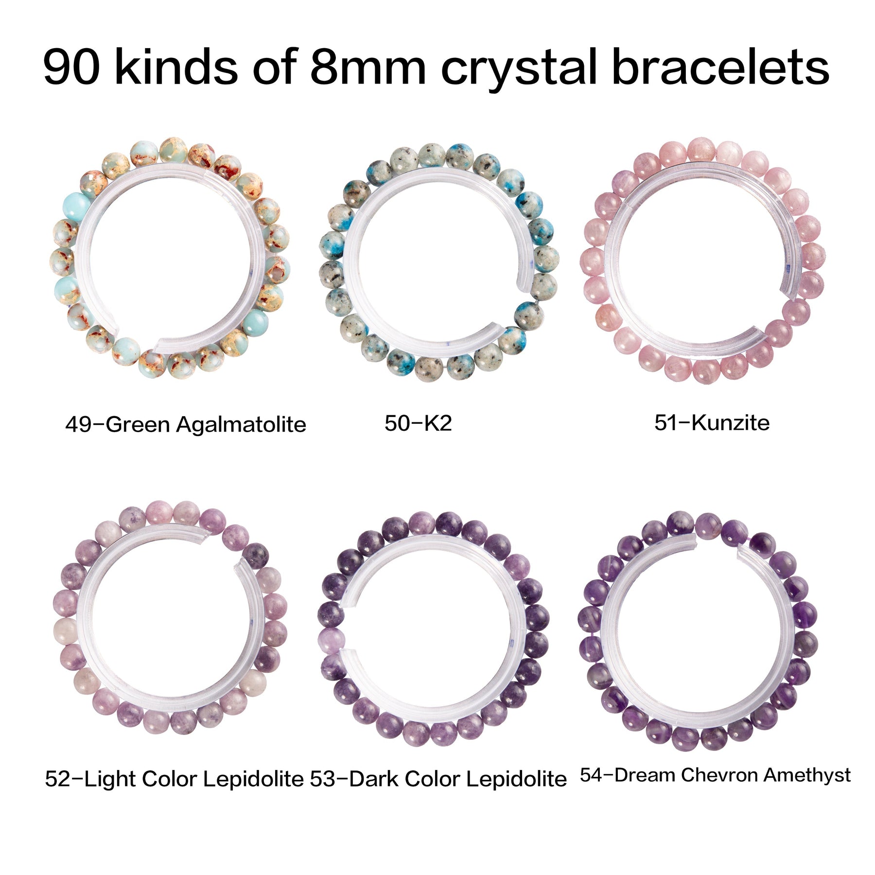 Crystal bracelet 90 kinds of 8mm Natural bracelets No.1-70