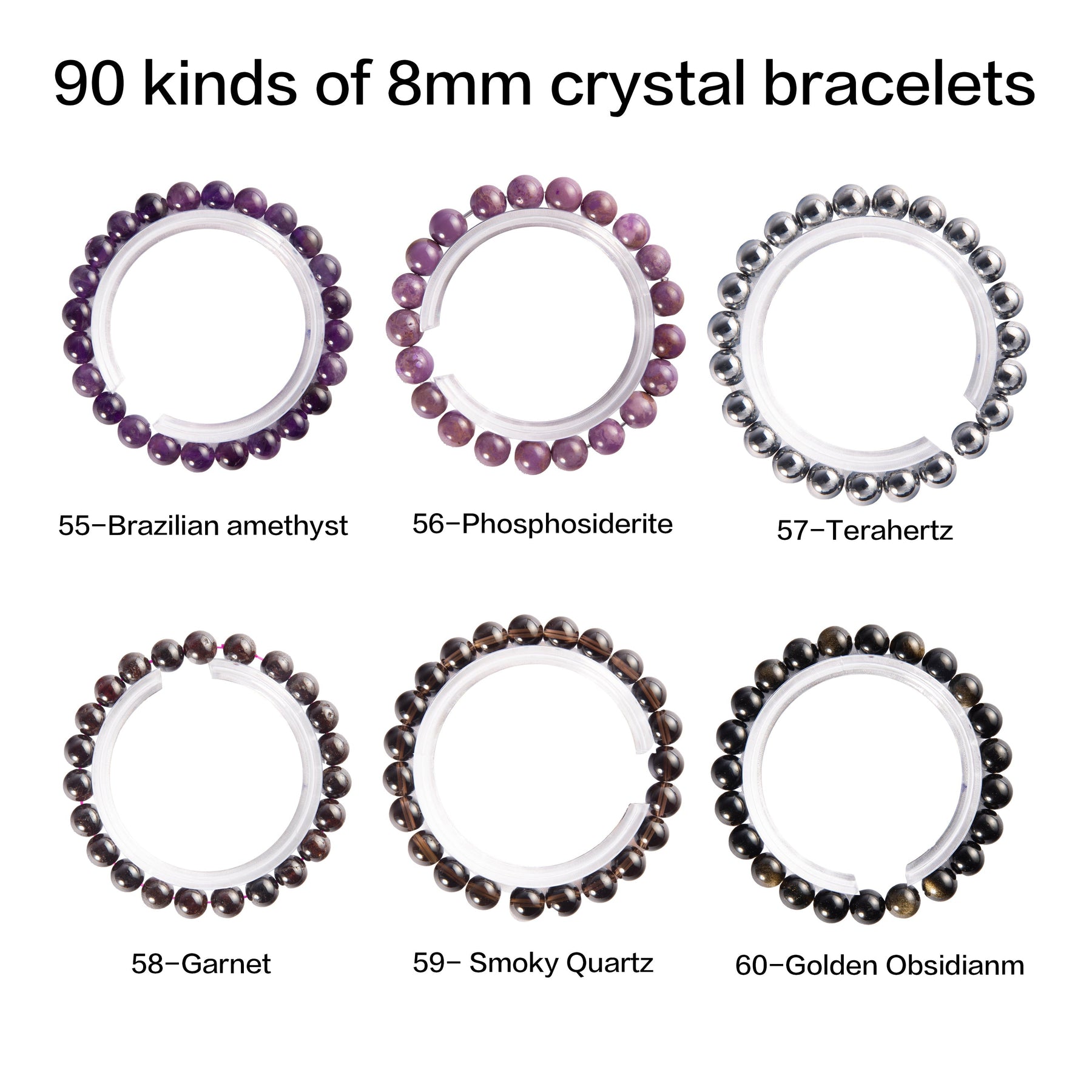 Crystal bracelet 90 kinds of 8mm Natural bracelets No.71-90