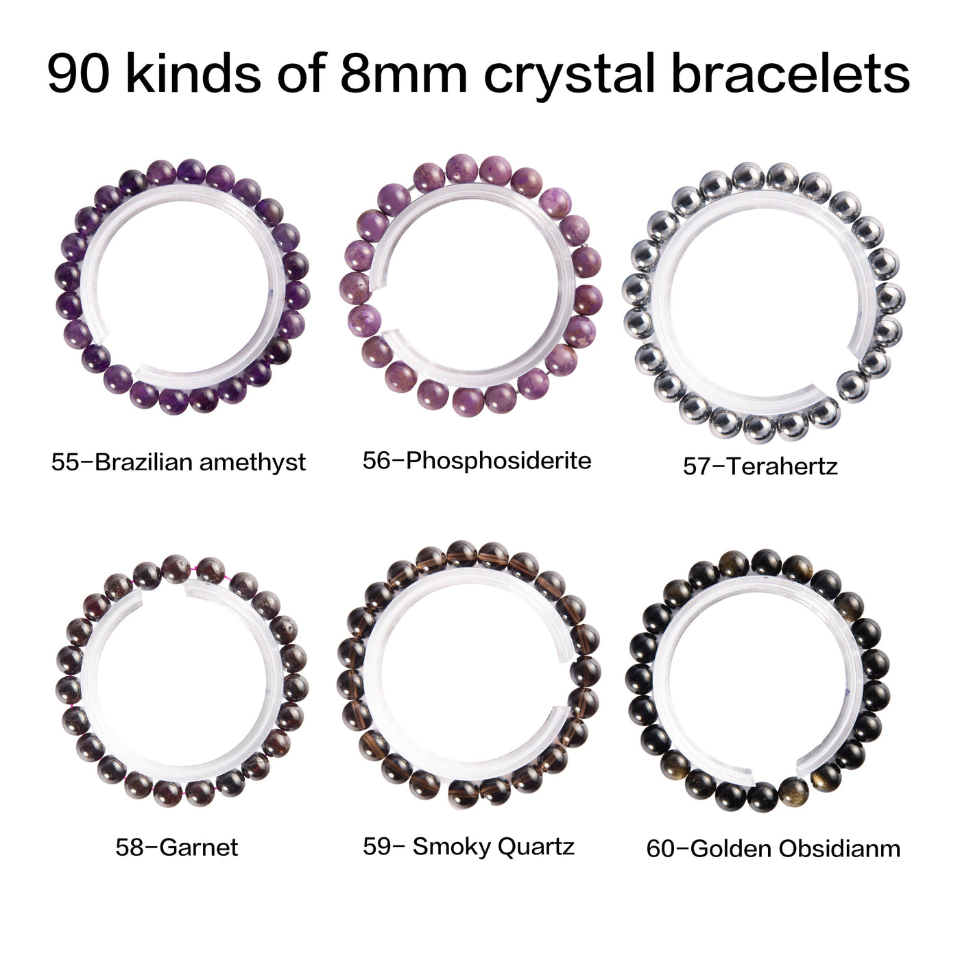 Crystal bracelet 90 kinds of 8mm Natural bracelets No.71-90