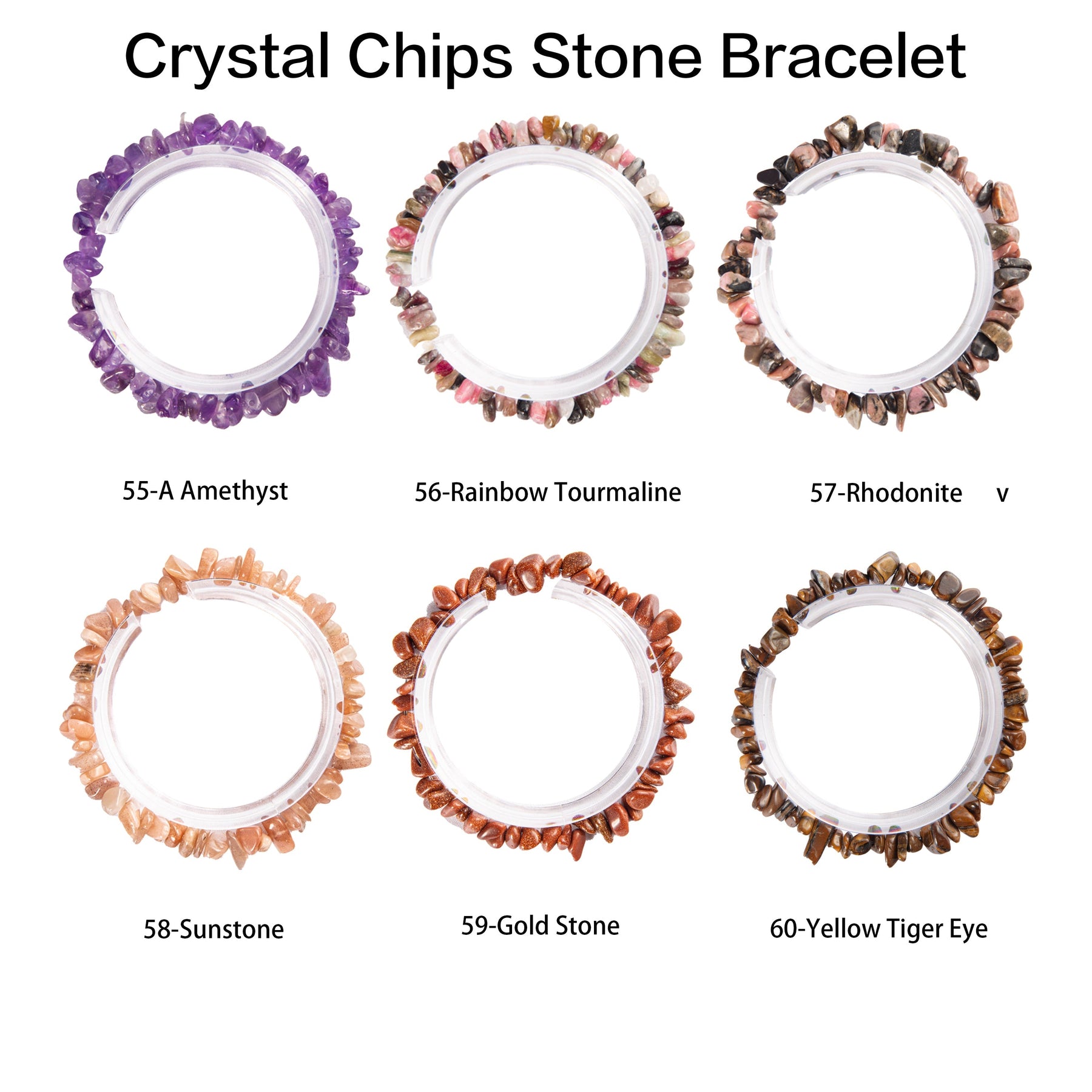 Natural crystal chips bracelet 100 kinds of bracelets No.71-100