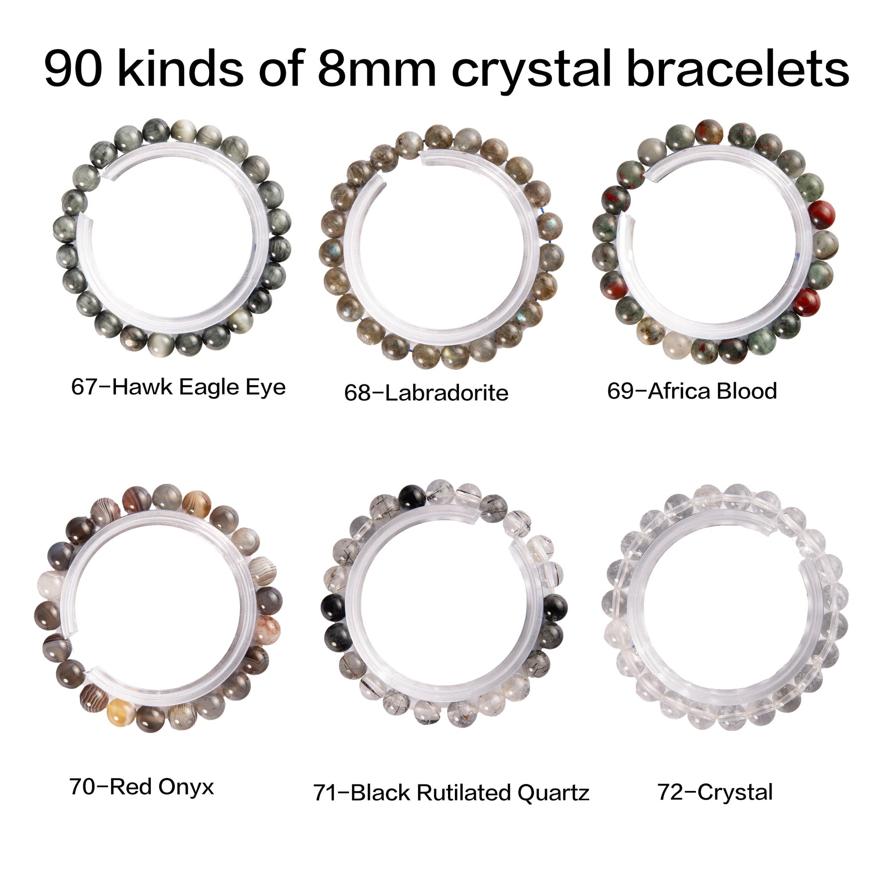 Crystal bracelet 90 kinds of 8mm Natural bracelets No.1-70