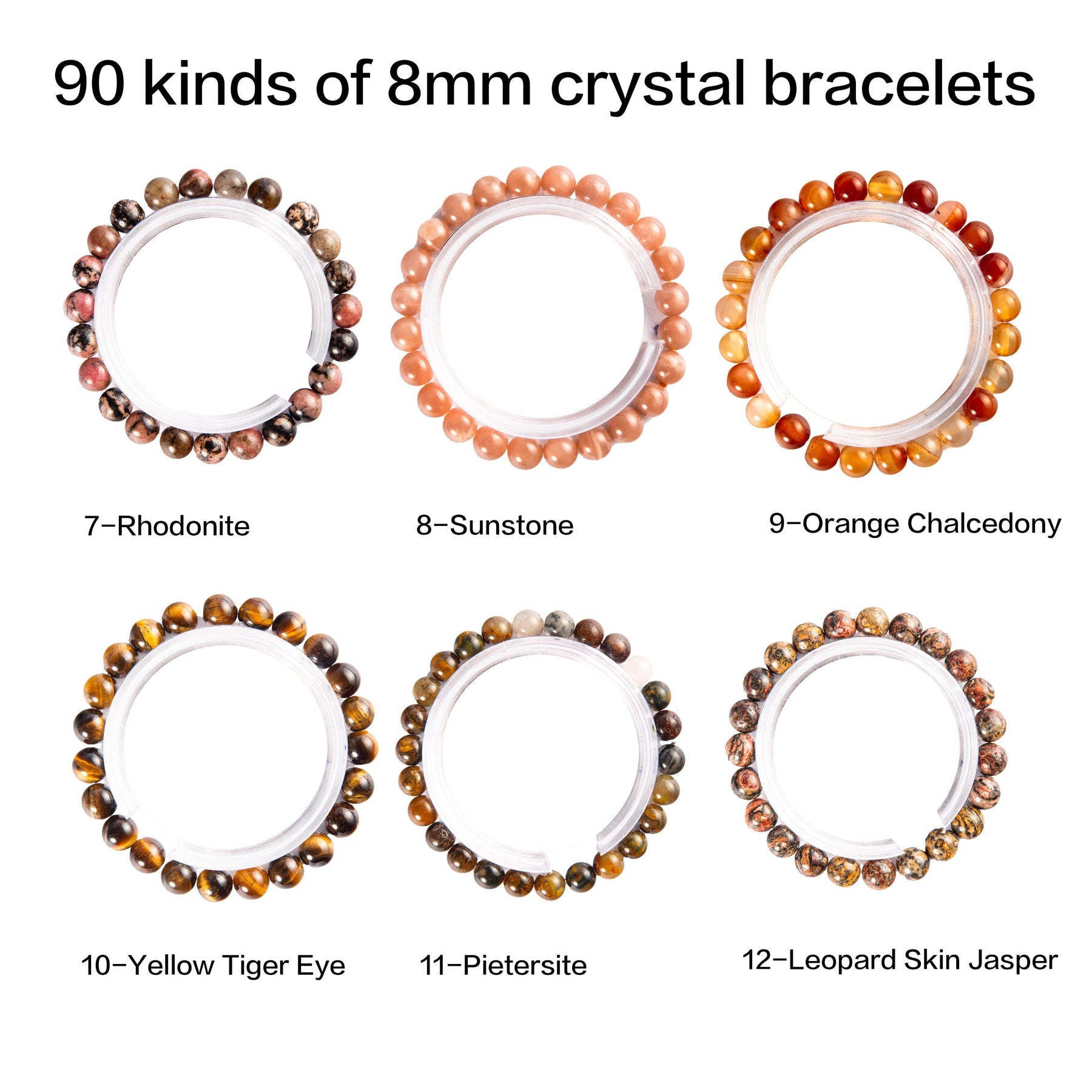 Crystal bracelet 90 kinds of 8mm Natural bracelets No.1-70