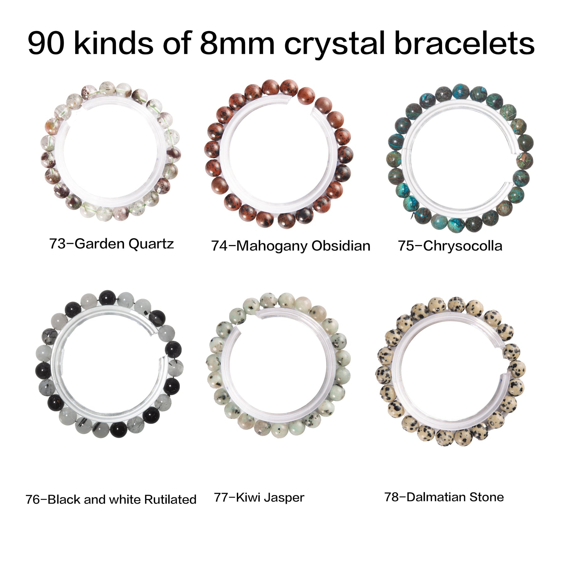 Crystal bracelet 90 kinds of 8mm Natural bracelets No.1-70