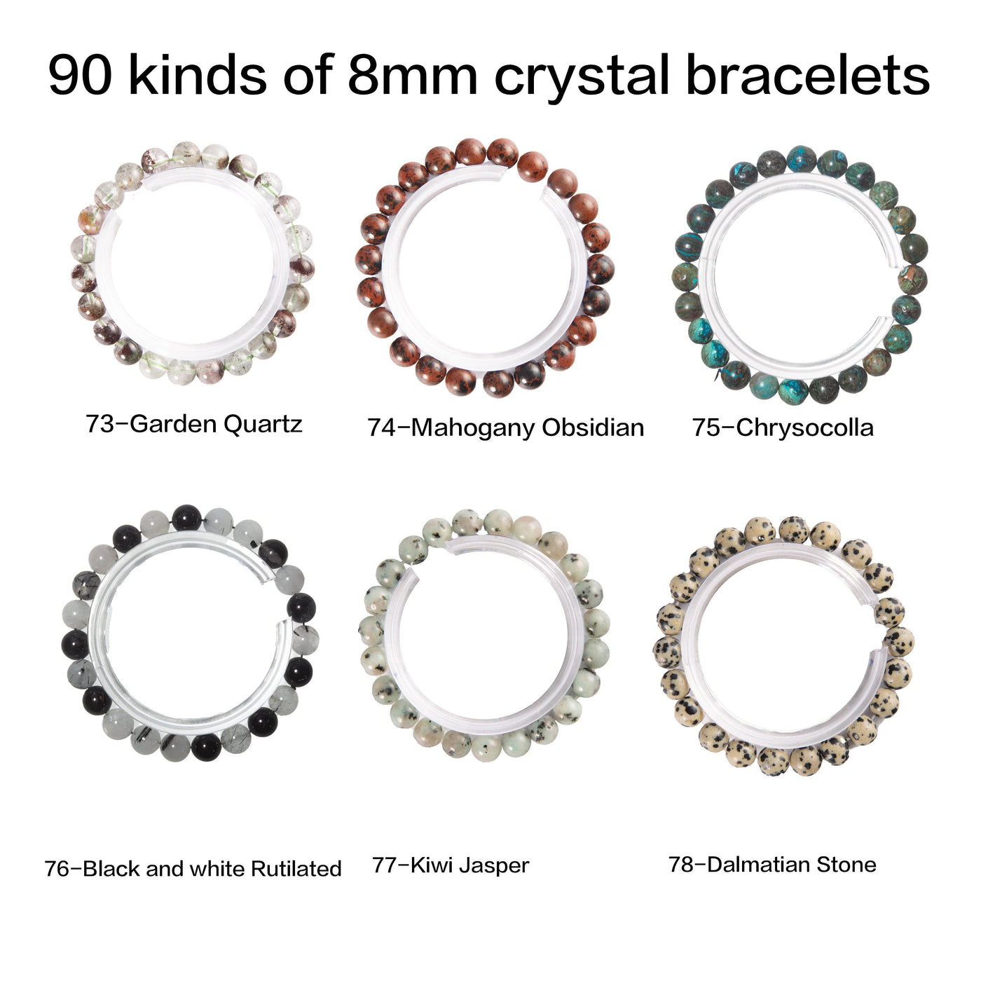 Crystal bracelet 90 kinds of 8mm Natural bracelets No.71-90