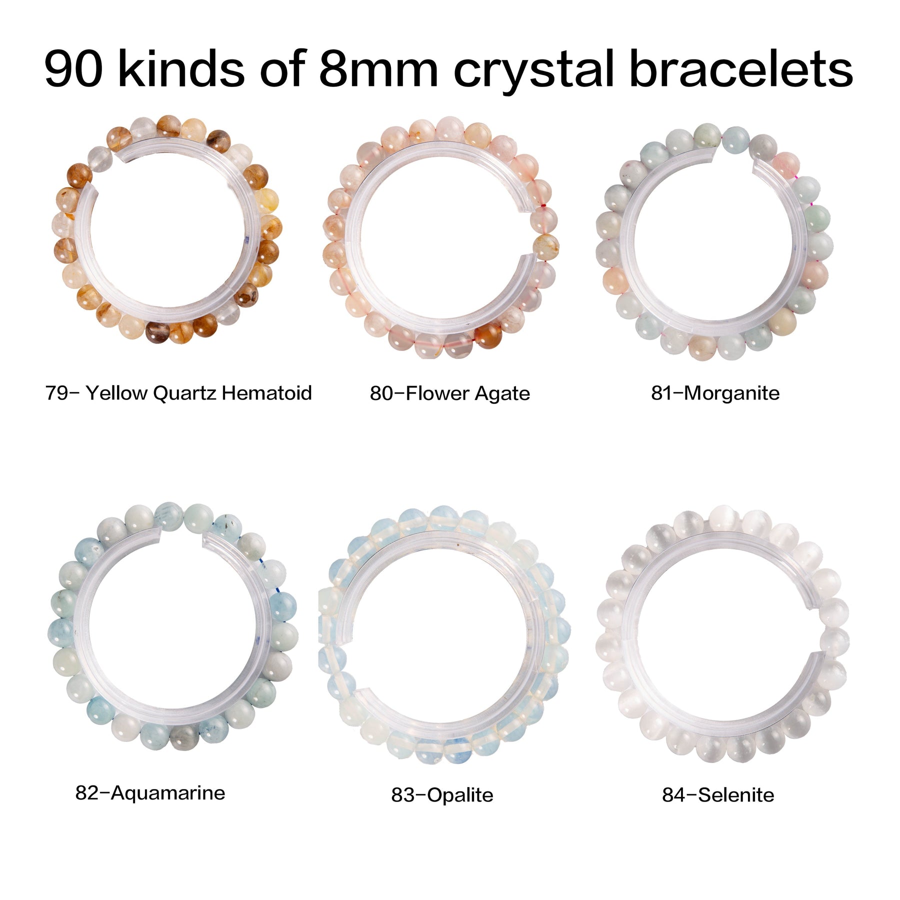 Crystal bracelet 90 kinds of 8mm Natural bracelets No.1-70