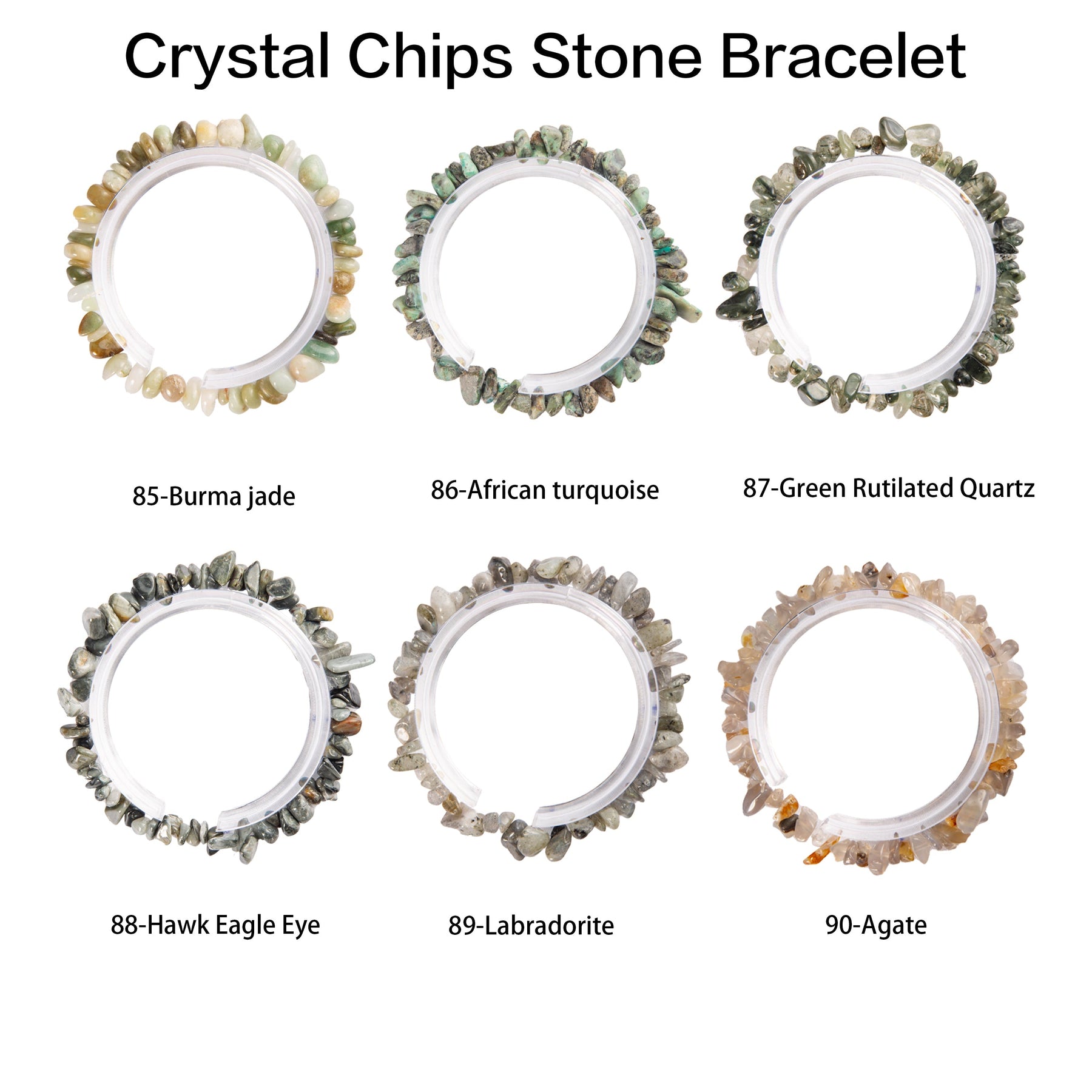 Natural crystal chips bracelet 100 kinds of bracelets No.71-100