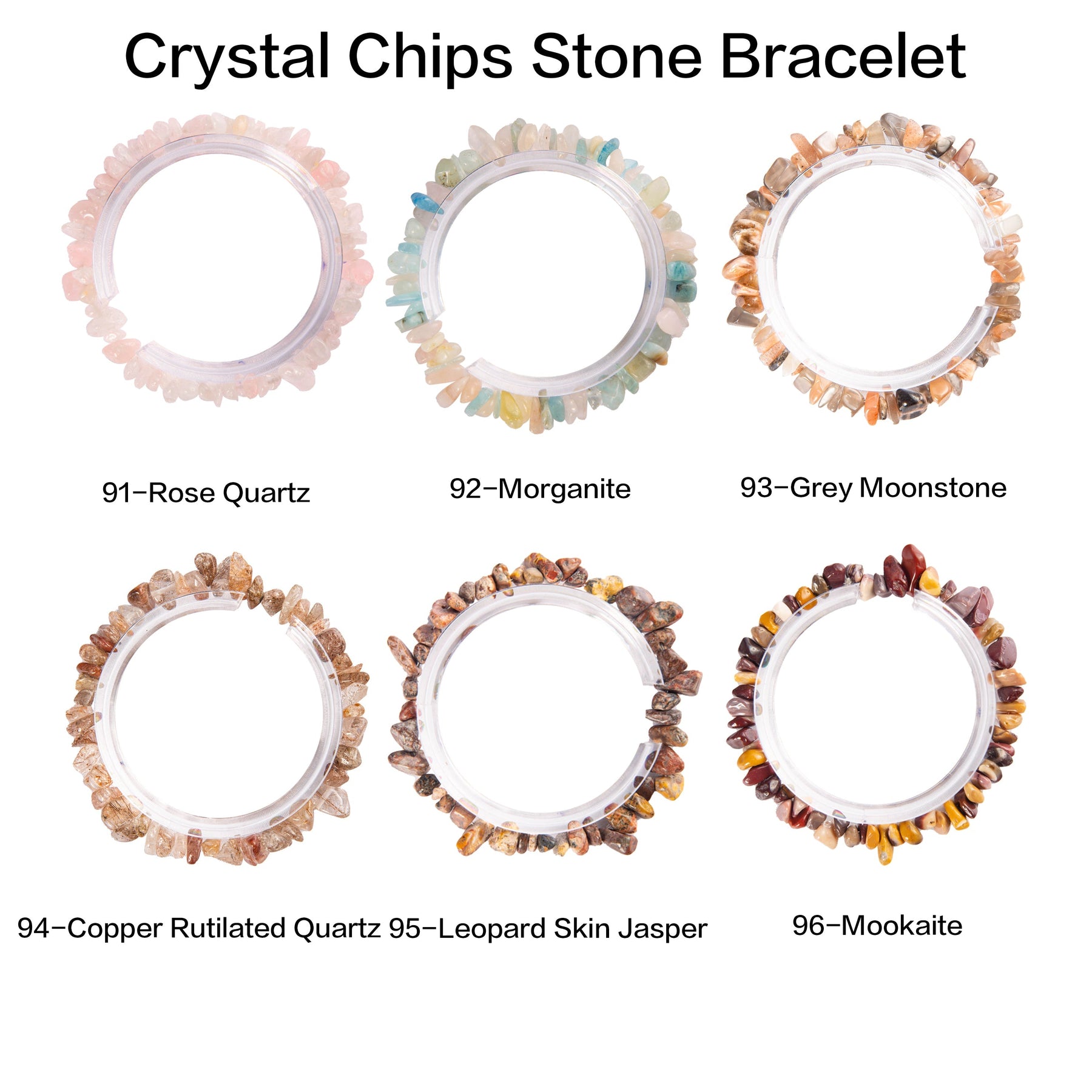 Natural crystal chips bracelet 100 kinds of bracelets No.71-100