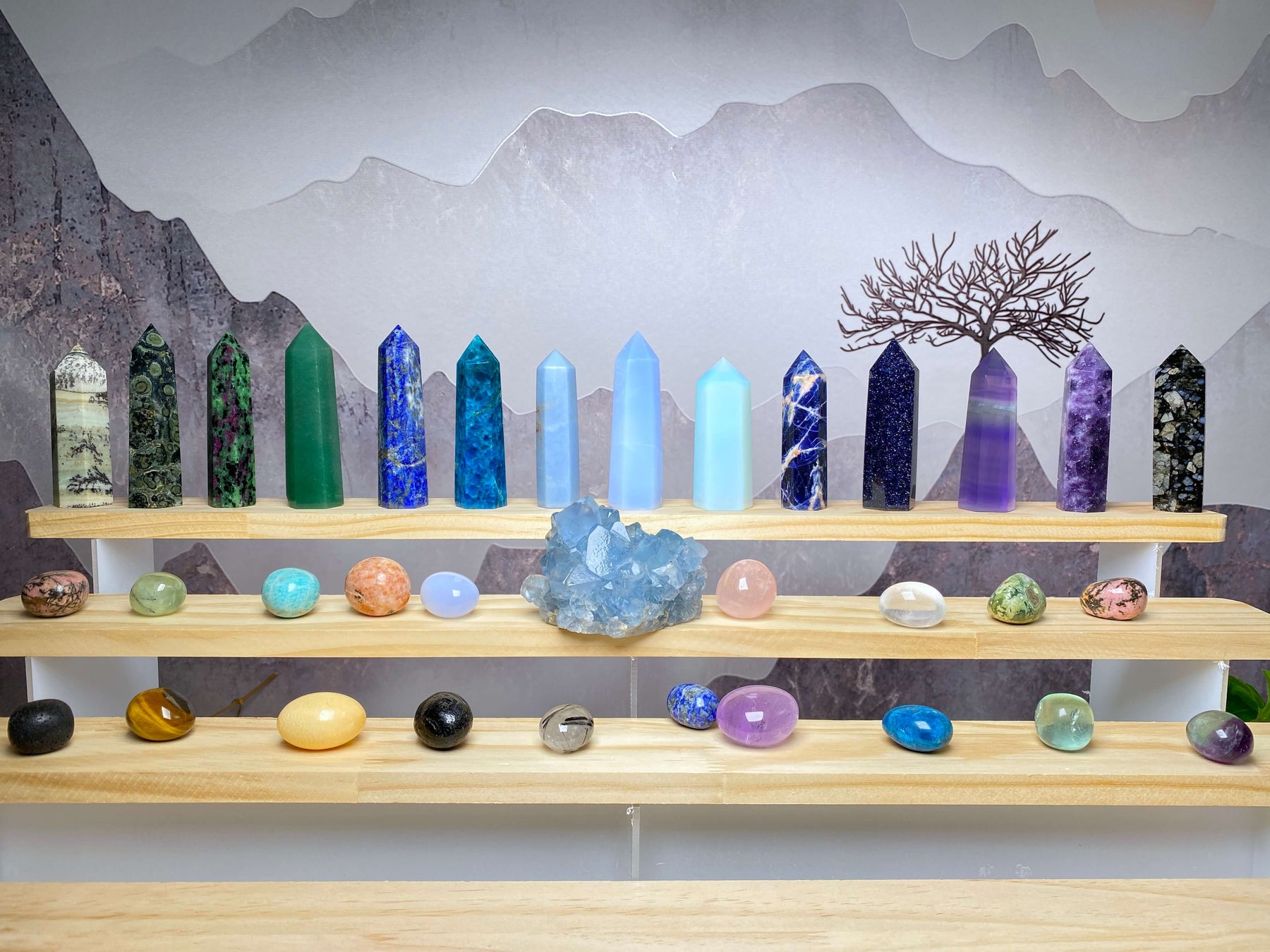 Crystal tower Wholesale nutural healing 100 kinds No.71-100