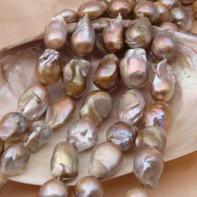 Baroque 15~20X20~28MM Discover the Elegance of Freshwater Pearls: Large Hole Baroque Pearl Beads for Unique Jewelry