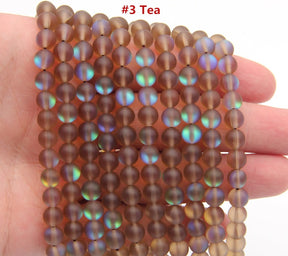 Synthetic Moonstone Beads for Jewelry Making: 6mm Round Glass Beads in Red & Purple