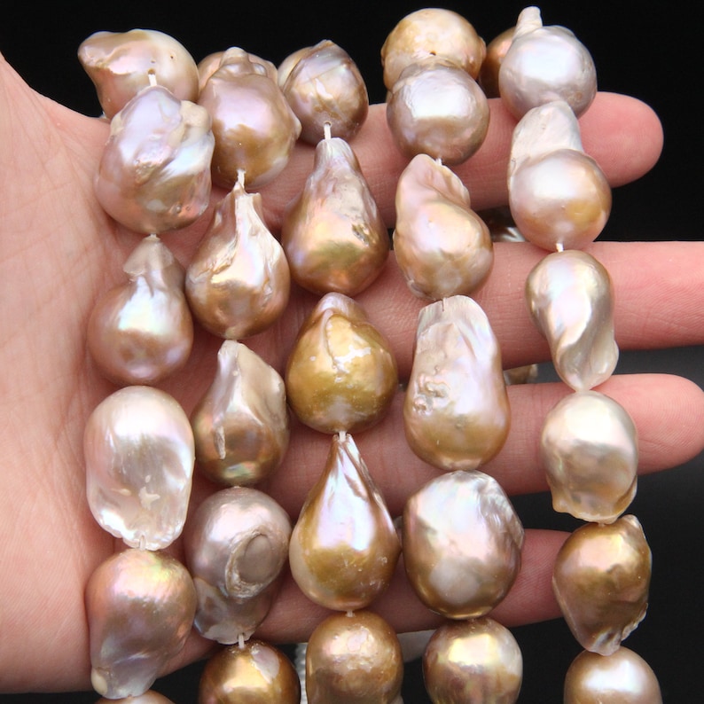 Baroque 15~20X20~28MM Discover the Elegance of Freshwater Pearls: Large Hole Baroque Pearl Beads for Unique Jewelry