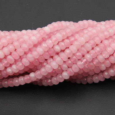 Natural Rose Quartz Faceted Rondelle Beads - Pink Gemstone for Jewelry Making, Wholesale Available