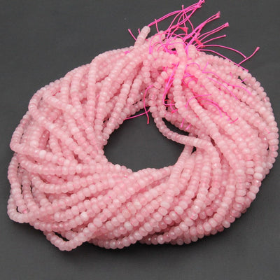 Natural Rose Quartz Faceted Rondelle Beads - Pink Gemstone for Jewelry Making, Wholesale Available