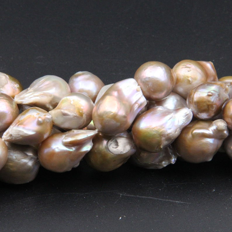 Baroque 15~20X20~28MM Discover the Elegance of Freshwater Pearls: Large Hole Baroque Pearl Beads for Unique Jewelry