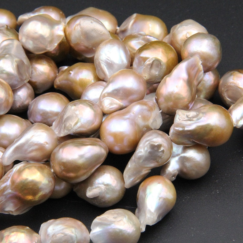 Baroque 15~20X20~28MM Discover the Elegance of Freshwater Pearls: Large Hole Baroque Pearl Beads for Unique Jewelry