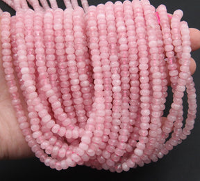 Natural Rose Quartz Faceted Rondelle Beads - Pink Gemstone for Jewelry Making, Wholesale Available