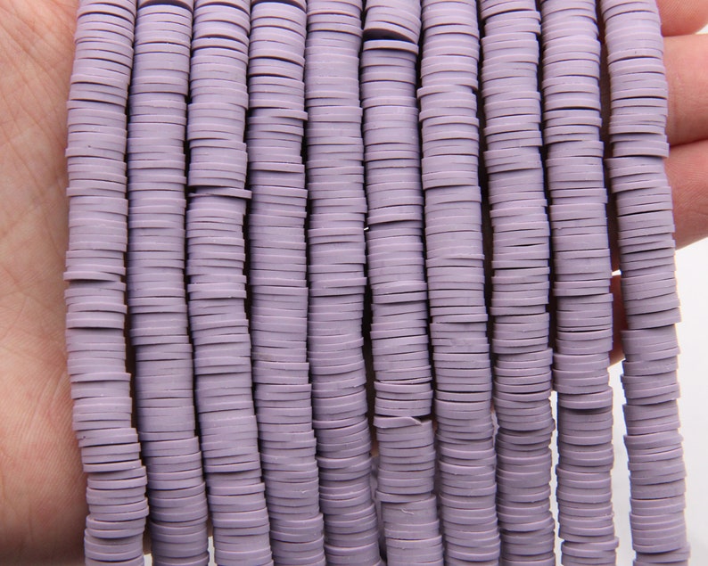 4mm/6mm/8mm Vinyl Heishi Beads,Purple Vinyl Beads,Polymer Clay African Vinyl Disc Beads,Wholesale Vinyl Heishi DIY Making Jewelry Beads.