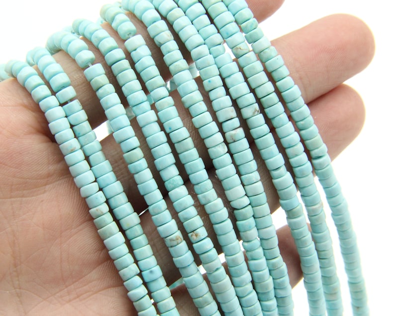 2x3MM/2x4MM Arizona Turquoise Rondelle Beads: Premium Gemstone Beads for DIY Jewelry Projects