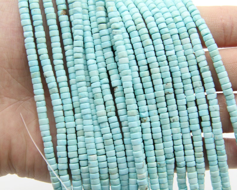 2x3MM/2x4MM Arizona Turquoise Rondelle Beads: Premium Gemstone Beads for DIY Jewelry Projects