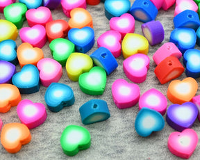 50 Pieces/10mm Heart Polymer Clay Beads,Wholesale Heishi Beads Collection: Polymer Clay & Vinyl Heishi for Dynamic Jewelry Designs