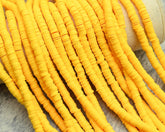 6X1MM Yellow Heishi Beads,Wholesale Heishi Beads Collection: Polymer Clay & Vinyl Heishi for Dynamic Jewelry Designs