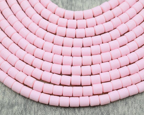 6x6MM Vinly Cylindrical Beads,Pink Color Polymer Clay Wholesale Heishi Beads Collection: Polymer Clay & Vinyl Heishi for Dynamic Jewelry Designs