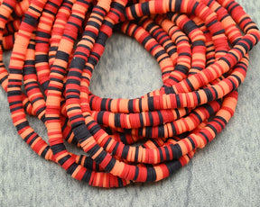 6X1MM Mix Color Heishi Beads,Polymer Clay African Disc Beads,Wholesale Vinyl Heishi DIY Making Jewelry Beads,380~400 Pieces Per Strand