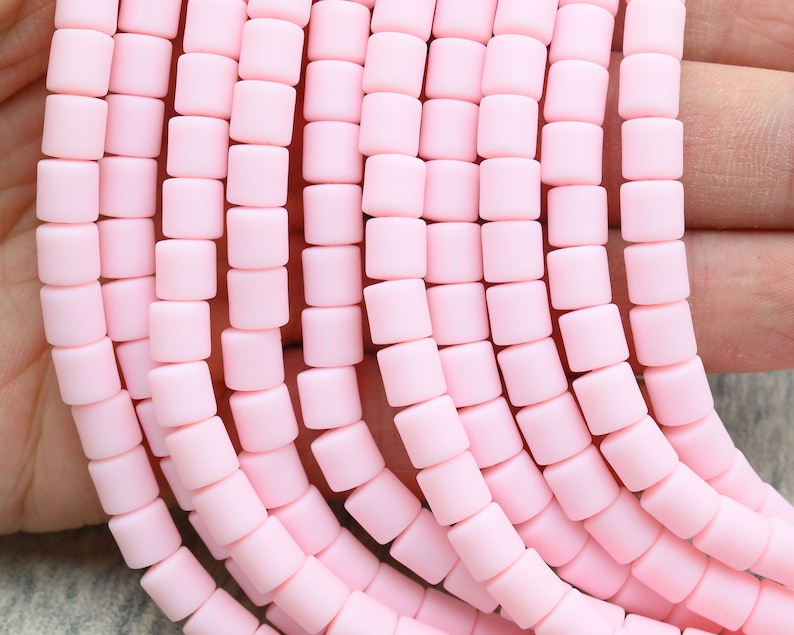 6x6MM Vinly Cylindrical Beads,Pink Color Polymer Clay Wholesale Heishi Beads Collection: Polymer Clay & Vinyl Heishi for Dynamic Jewelry Designs