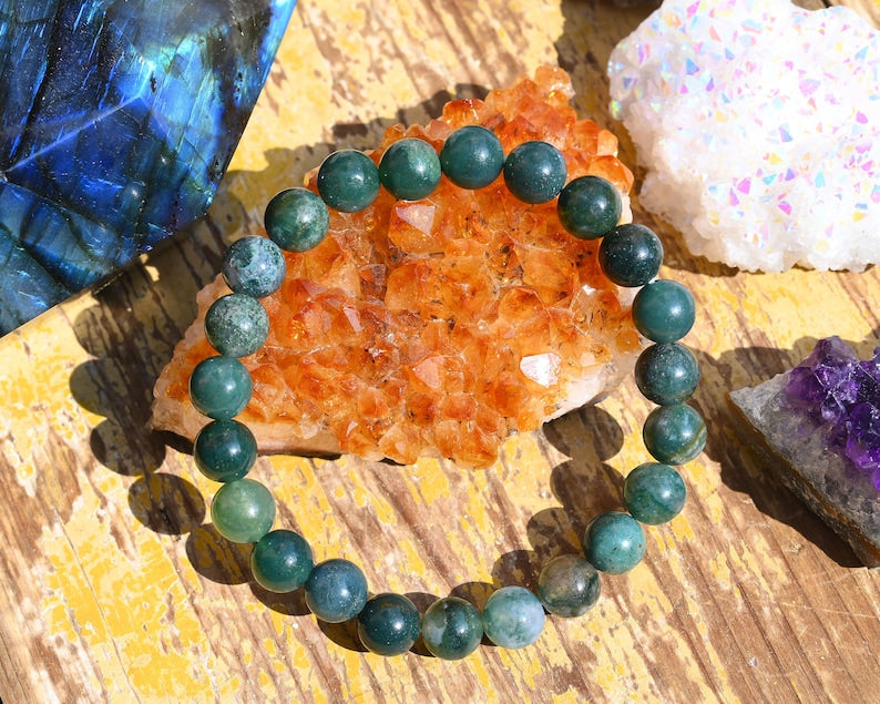 Moss Agate Bracelet: The Perfect Healing Gift for Birthdays, Anniversaries, & Housewarmings