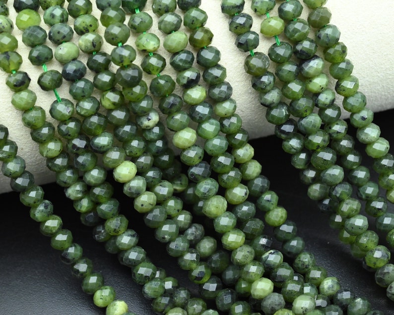 4x6MM Green Jade Faceted Rondelle Beads - Perfect for Elegant Jewelry and Personalized Gifts