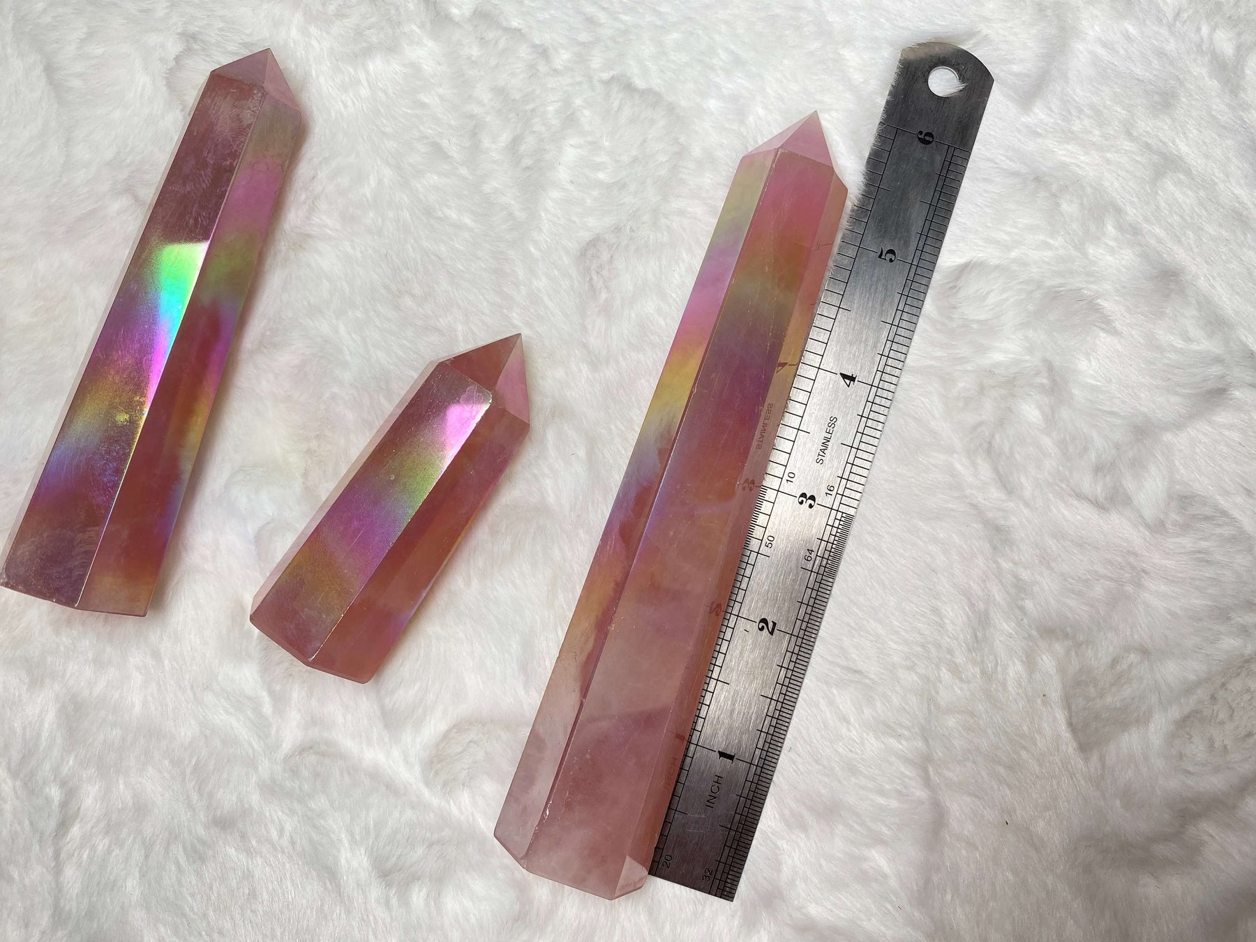 Aura Rose Quartz Tower,Natural rose quartz dots, with angel aura, gifts for girls, mothers and friends, handmade crystal tower