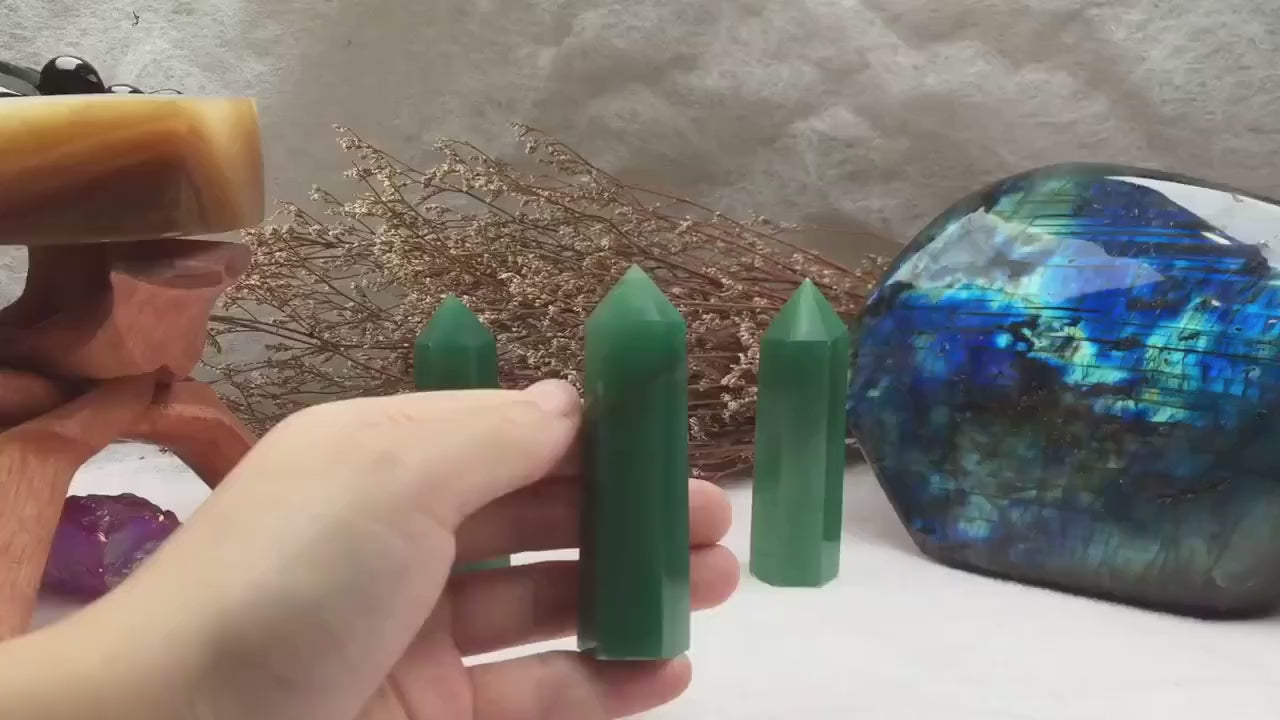 Green Aventurine Tower,Green Aventurine Point,Crystal Tower/Wand,Healing Crystal,Reiki Chakra Stone,Home Decor,For Gift