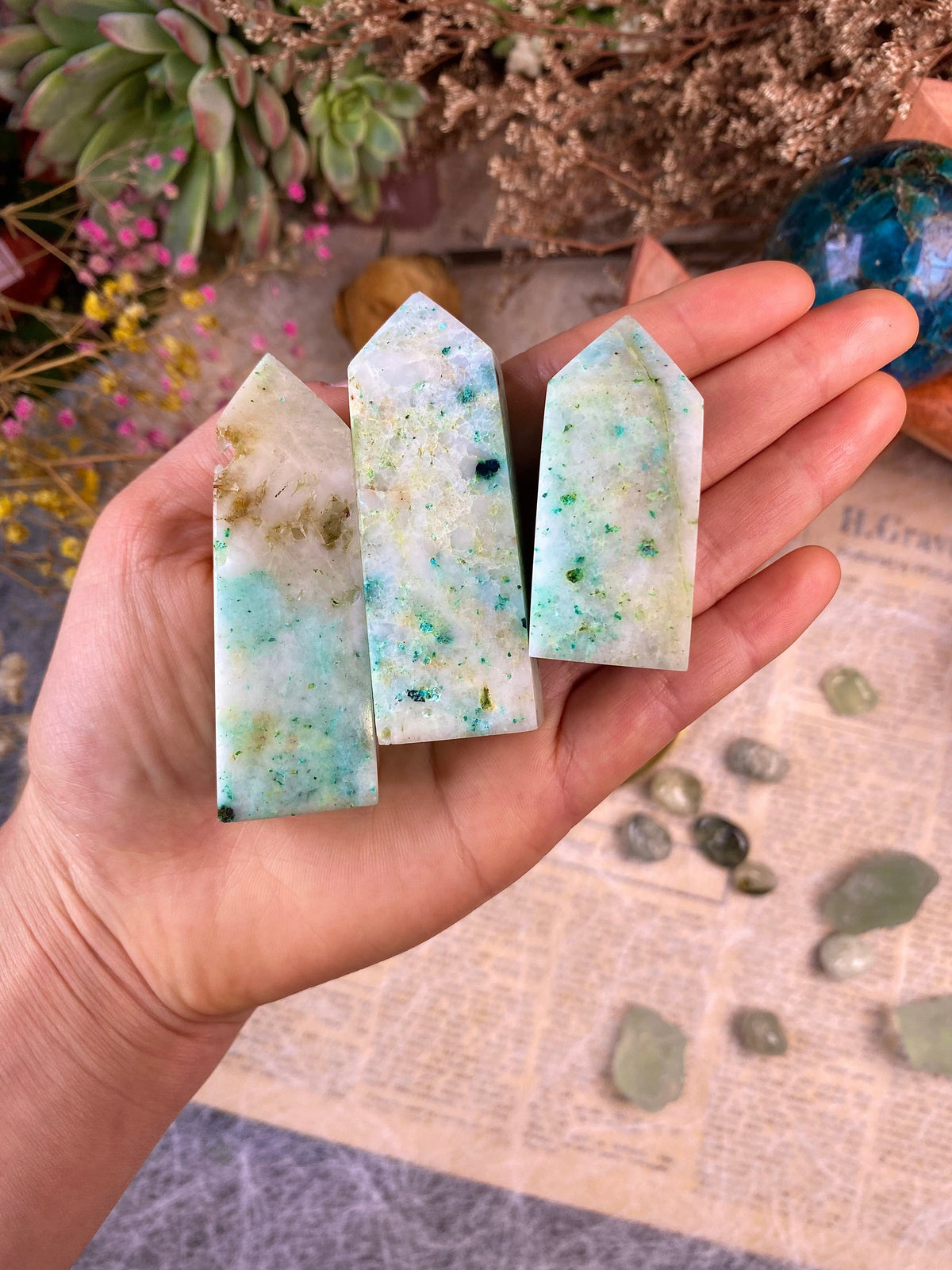 Chrysocolla Tower Phoenix Stone Crystal Crystal Healing Energy Stone Positive Energy Crystal Crystal Collection Home Decor Crystal