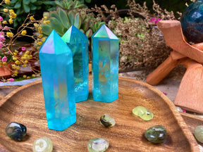 Aura Blue Quartz Tower Spiritual Energy Amplifier Aura Blue Quartz Crystal for Stress Relief