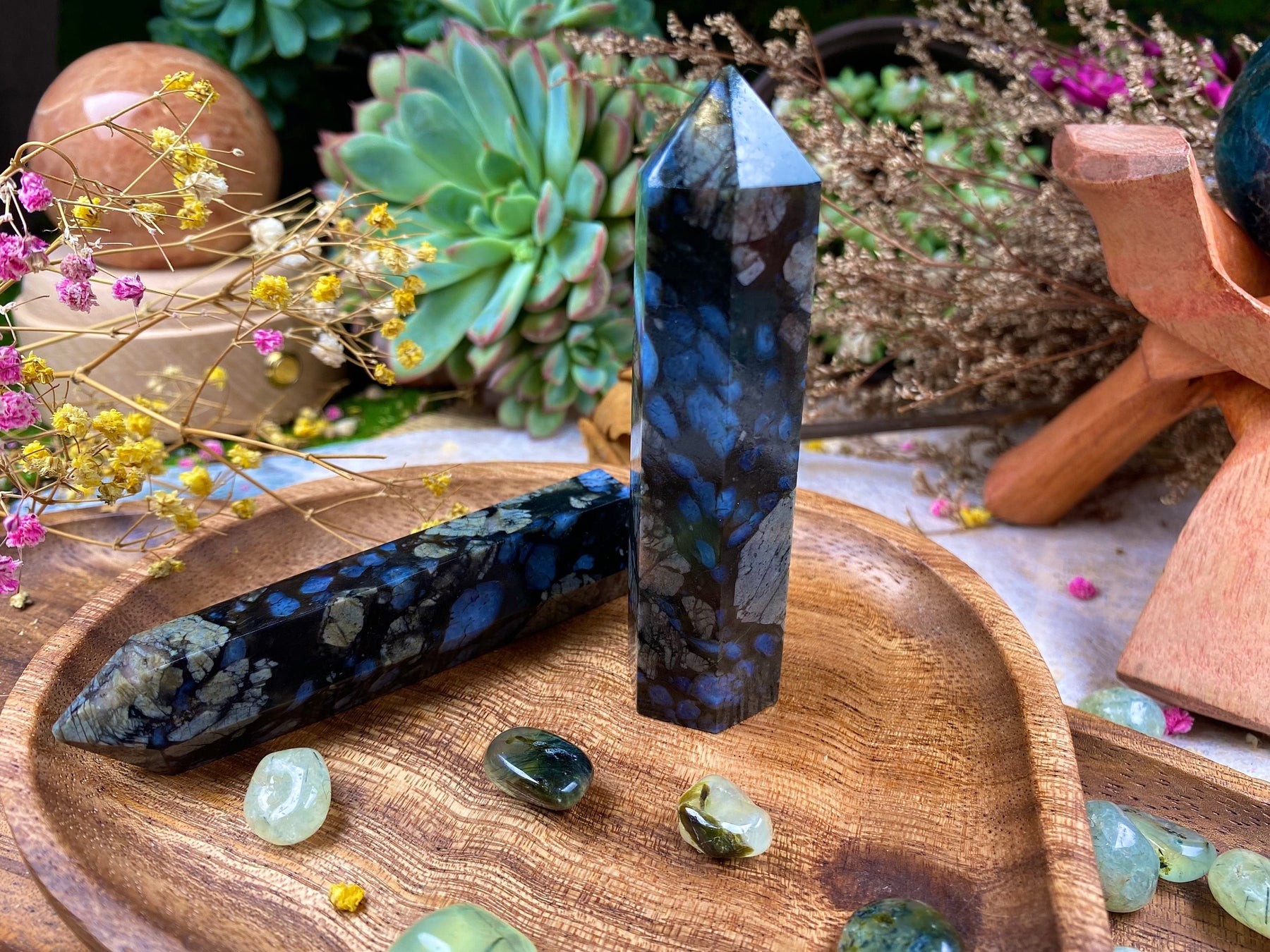 Blue Que Sera Tower Meditation Tool Energy Cleansing Crystal Point Aura Cleansing Crystal Point