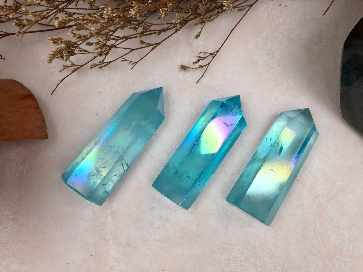 Blue Aura Crystal Quartz Tower Points New Home Party Wedding Gifts for Self and Friends