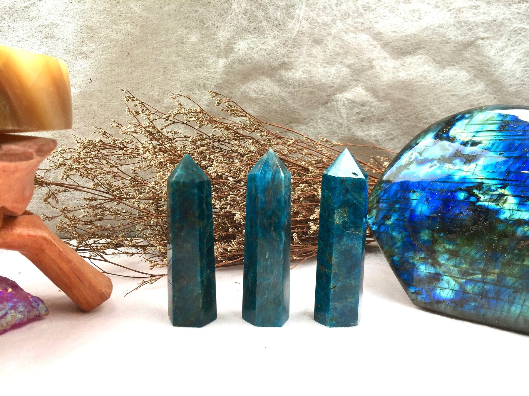 Apatite Tower-point Crystal Tower/Wand,Healing Crystal,Reiki Chakra Stone,Home Decor,For Gift