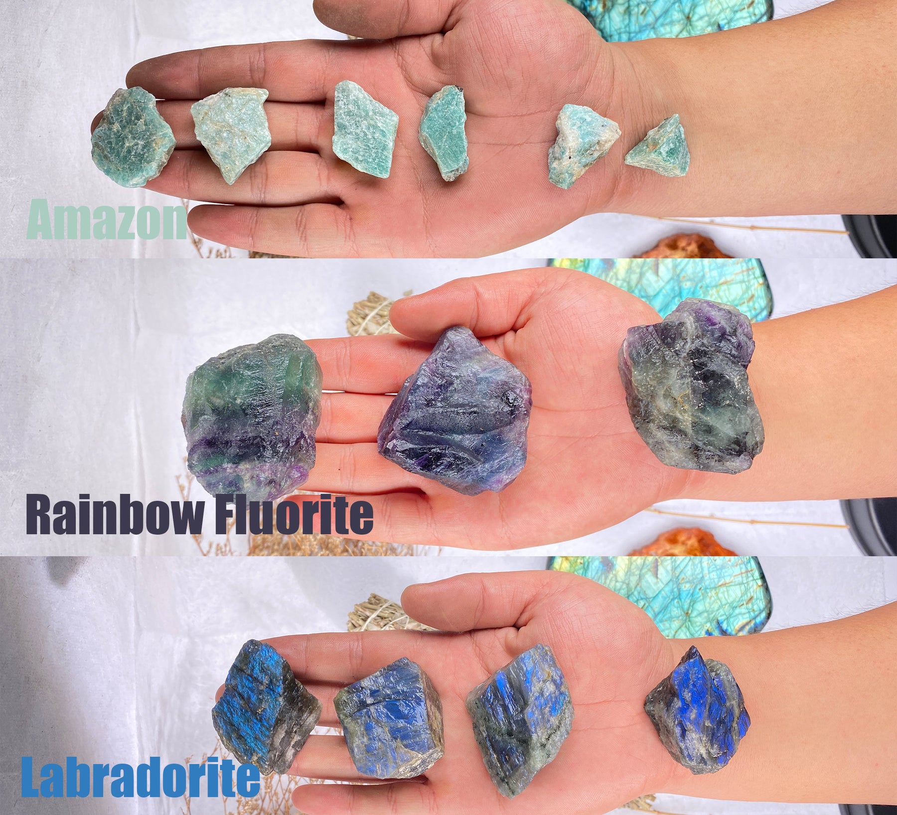 Clarity Raw crystal quartz Rainbow Fluorite Random shipments